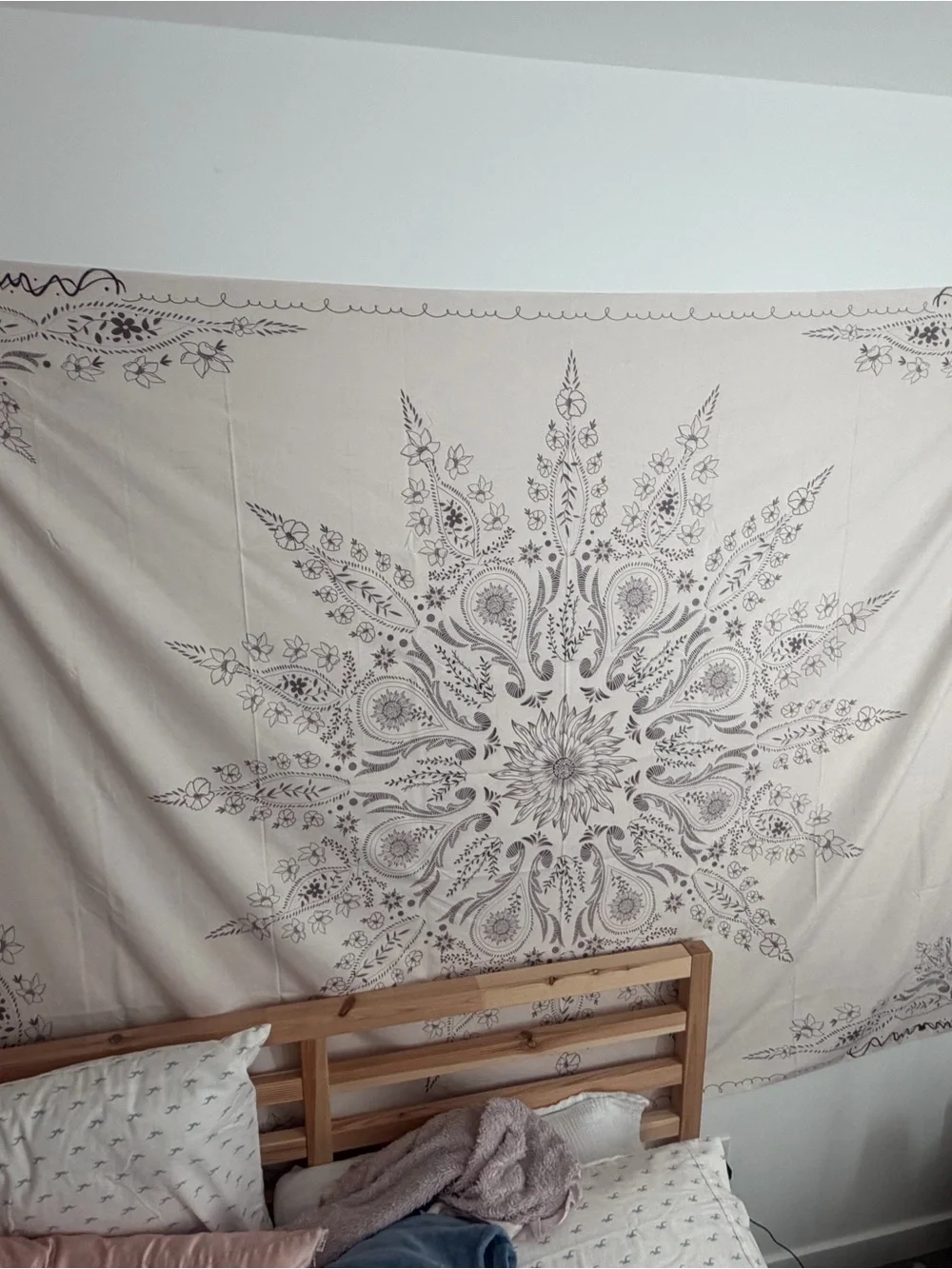 Amazon Boho Mandala Tapestry in Cream and Taupe